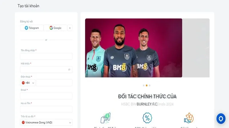 Hướng dẫn đăng k&yacute; t&agrave;i khoản BK8 cho hội vi&ecirc;n mới